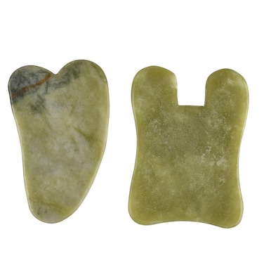 NW 2pcs Natural gua sha Jade facial tool Set Jade Stone Gua sha massage tool Board for beauty body care skin muscle massage improve blood flow