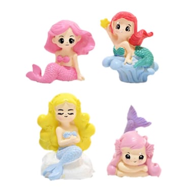 Miniature Mermaid Figurines 4 Pcs Mermaid Doll Cake Toppers Mermaid Figure Collection Playset Birthday Cake Toppers Cake Decoration