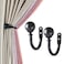 Deco Window 2 Pcs Curtain Holdback for Curtains Wall Mounted Metal Drapery Holder Hook for Door Window Treatment Black Matte