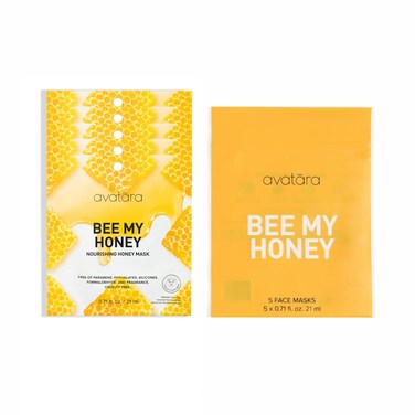 Avatara Bee My Honey Facial Mask 5 Sheets Hydrating Sheet Masks with Honey and Sugar Cane Extract Face Mask Skincare Beauty Essential for Moisturizing Skin Minimize Pores All Skin Types 5 Pack