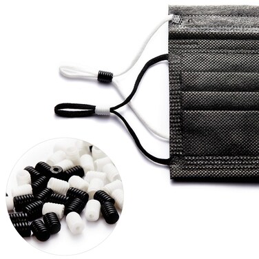 600 PCS Cord Locks Silicone Toggles for Drawstrings Adjustable Lanyard Buckle Barrel Connectors Elastic Cord Adjuster Non Slip Stopper300 Black  300 White