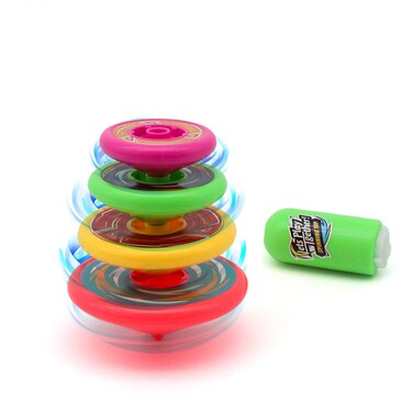 Durable Stackable Spinning Tops for Kids Set of 4 Spin Toys Fun Birthday Party Favors for Boys and Girls Up 3 Years Old