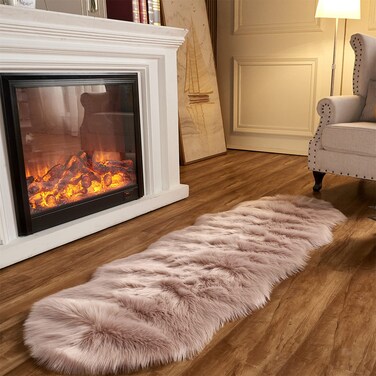 Arbosofe Faux Fur Sheepskin Rug Pink Home Area Rug for Bedroom Fluffy Small Fur Rug Fuzzy Furry Shaggy Rug for Living Room 2 x 6 Feet