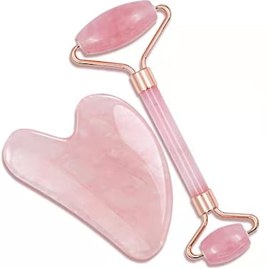 Gua Sha Massage Kit Rosy Finch Pink Jade Stone Guasha Roller Massager for Face Eye Neck Body Skin Care Tools Muscle Relaxing Prevents Wrinkles Reduce Puffiness