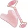 Gua Sha Massage Kit Rosy Finch Pink Jade Stone Guasha Roller Massager for Face Eye Neck Body Skin Care Tools Muscle Relaxing Prevents Wrinkles Reduce Puffiness