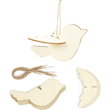 Unfinished Wood Birds Cutouts to Paint for DIY Crafts 8 Pack