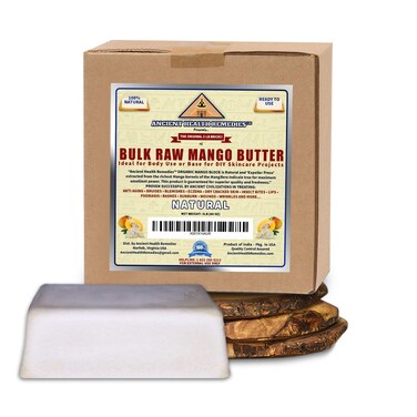 ANCIENT HEALTH REMEDIES Organic Unrefined Raw MANGO BUTTER JARBLOCKS Bulk Light Mango Aroma NonGreasy Base for Beauty Skin Moisturizing DIY Base for Body Butter  Hand Creams 5 LB