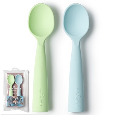 Miniware Silicone Baby Spoon for Training  BPA Free Baby Utensils  Baby Spoons Self Feeding 6 Months  100 Food Grade Silicone  Modern  Dishwasher Safe Toddler Spoons Aqua and Key Lime