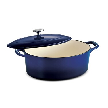 Tramontina Covered Oval Dutch Oven Enameled Cast Iron 55Quart Gradated Cobalt 80131077DS