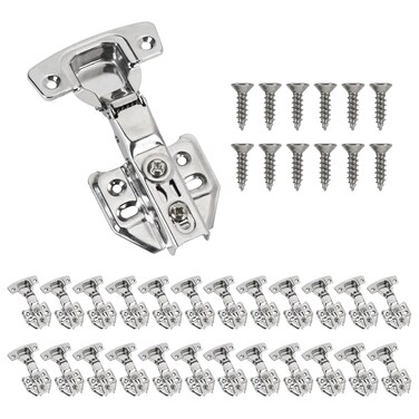 HOME MASTER HARDWARE 24 Pack Self Closing Cabinet Door Hinges for 12 Partial Overlay Cupboard Stainless Steel Concealed Cabinet Kitchen Hinges with Mounting Screws100 Degree Opening Angel