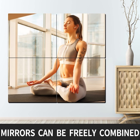 Unbreakable Acrylic Mirror NonGlass shatterproof Mirror Full Length Wall Gym for Home Mirror Frameless Home Fitness Mirrors 4pcs12 in x12 in  Silver
