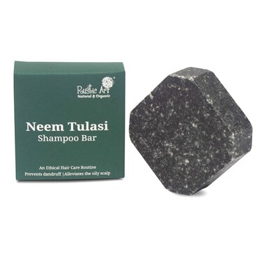Rustic Art Organic Neem Tulsi Shampoo Bar  Deep Cleansing Oily Dandruff Prone Hair  Charcoal  Eucalyptus  Sulfate Paraben  Added Fragrance Free  Natural  Organic  For Women  Men  265 Oz