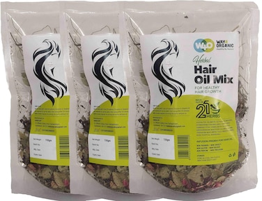 Herbal Hair Oil Mix of 21 Herbs for Thick Long Hair Growth 150 grams3 Pack Hairfall Hair Repair Scalp Care Haircare Both for Men  Women  Way4Organic