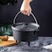 Bruntmor Round Cast Iron Pot PreSeasoned 3 Legged Dutch Oven Pot with Lid 4 Quart with Metal spring Handle Cast Iron Skillet  Campfire Cooking Equipment  Enameled Cast Iron Cookware Set