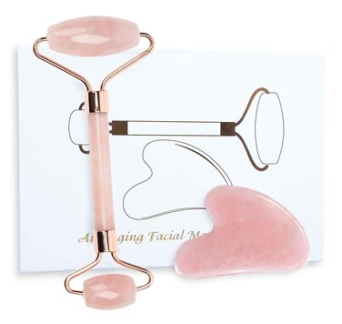 Yuanan Jade Roller Gua Sha Kit Face Massager Portable Facial Relaxation Slimming Lift Anti Wrinkle Skin Care ToolsPink