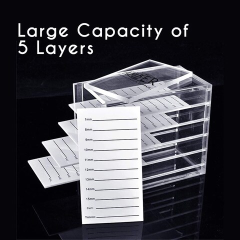 Amber Lash 5 Layers Clear Acrylic Lash Storage Case for Eyelash Extension Pallet Holders organizer