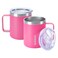 BJPKPK 2 pcs Stainless Steel Insulated Coffee Mug 14oz Pink14oz Coffee Cup with Lid and Handle Double Vacuum Insulation BPA Free