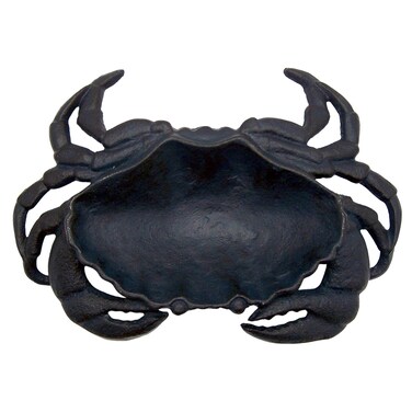 Navy Cast Iron Crab Dish Nautical Dcor Trinket or Jewelry Holder 825 Inches