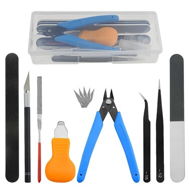XINMEIWEN 13Pcs Gundam Model Tools Kit Hobby Building Tools Modeler Basic Tools Craft Set with Metal Head Separator for Car Model Building Repairing and Fixing