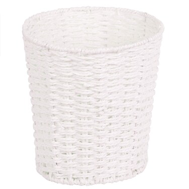 Zuvo Round Wicker Waste Basket Paper Bin  Wicker Trash Basket  Woven Trash Can Rubbish Basket for Bedroom Bathroom Offices or Home White