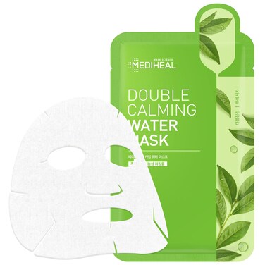 Mediheal Double Calming Water Mask Pack of 15  Calming Face Mask Sheet with Centella Asiatica and Artemisia Extract Relieves Sensitive and Redness Skin Silky Smooth Cellulose Sheet