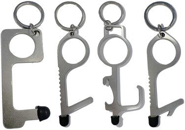 4Pcs Multifunctional Contactless Door Opener Closer Screen Touching Keychain Bottle Opener  Stainless Steel