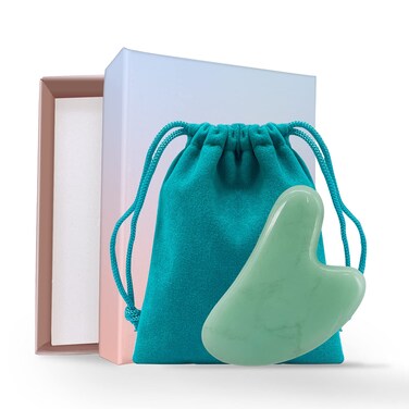 Gua Sha Facial Tools  Natural Jade Stone Guasha Scraping Massage Tool for Face Beauty Skin Care Massager for Eye Neck Body Reduces Puffiness Muscle Relaxing