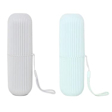NA Toothbrush Case Portable Toothbrush Holder Multifunctional Travel Toothbrush Case Toothbrush Cup 2packs Green and Gray