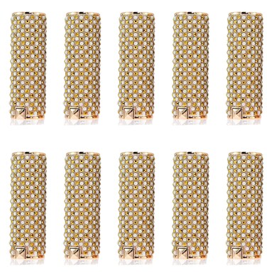 BesYouSel Empty Lipstick Tube Pearl Lip Balm Container Plastic 35g Refillable DIY Lip Balm Deodorant Case Holder with PP Plastic Inner for Women Girl DIY Makeup Lipstick Cosmetics Gold Pack of 10