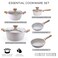 Country Kitchen NonStick Cast Aluminum Cookware Set  Durable Kitchen Cookware for Everyday Cooking Speckled Cream 8 Pc