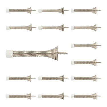 15 Pack Silver Spring Door Stops with Rubber Bumper 33 Inches