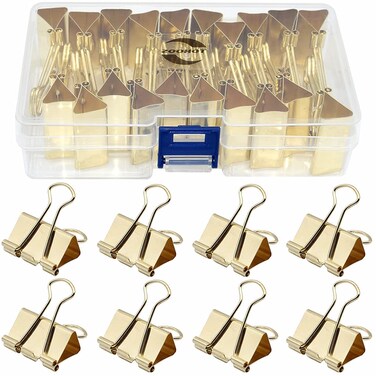 Gold Binder Clips 125 inch Paper Clip for Office School and Home Supplies 20 Count