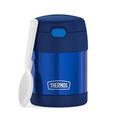 THERMOS FUNTAINER 10 Ounce Stainless Steel Vacuum Insulated Kids Food Jar with Folding Spoon Navy