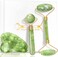 Gua Sha Real Jade Roller Stone Kit 3 in 1 Facial Beauty Roller Skin Care Tools Natural Quartz Anti Aging Massager for Face Eyes Neck Body Muscle Relaxing and Relieve Fine Lines and Wrinkles