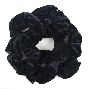 ALMHH 6 Count Big Black Velvet Scrunchies Healthier Hair Ties for Women Girl Not Hurt Hair Oversized Scrunchies Great