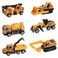 ANDOLO Construction Truck Toys 6Pcs Mini Engineer Car Toys Small Construction Vehicle Bulldozer Roller Excavator Cement Mixer Truck Dump Tractor Cake Topper Party Favors Sand Beach Toy