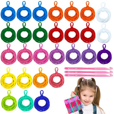 Hazms 293 Pcs Loom Potholder Loops 7 Weaving Loom Loops for Kids Weaving Craft with 3 Pcs Crochet Hooks for DIY Crafts Supplies Compatible with 7 Inch Weaving Loom