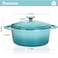 COOKWIN Cast Iron Dutch Oven 3 QT Round Dutch Oven Pot with Self Basting Lid for Home Baking Braiser Cooking Great Christmas Gifts for FamilyTeal