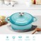COOKWIN Cast Iron Dutch Oven 3 QT Round Dutch Oven Pot with Self Basting Lid for Home Baking Braiser Cooking Great Christmas Gifts for FamilyTeal