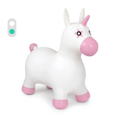 ROBUD Bouncy Horse Hopper for Kids Toddlers Inflatable Rideon Animal Toys with Pump  Unicorn White