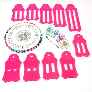 LNKA Jelly Roll Sasher Tool10pcs MultiSizes Sasher Tool for Quilting Folding Fabric Tape Maker with 40 Pcs Quilting Pins Purple Color