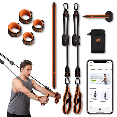 Home Gym Equipment Full Body Portable Home Gym Smart Resistance Band System with Door Anchor Allin1 Intelligent Resistance Bands Workout Equipment for Home Outdoors Strength Training Black