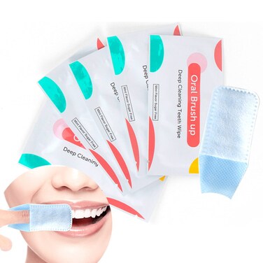 Serlife Disposable Finger Cleaning Teeth Wipes Soft Gauze Infant Finger Clean Oral Toothbrush Whitening Wipe 50Pcs