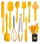 Silicone Spatula Set of 11 Kitchen Utensils with Iron Holder for Baking Cooking and MixingCooking Spatulas Nonstick CookwareSeamless and FlexibleDishwasher Safe Yellow