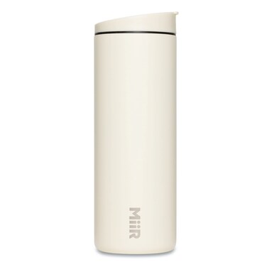 MiiR Flip Traveler DoubleWall Vacuum Insulated with Leakproof Lid BPAFree Stainless Steel Construction Sandstone White 16 Fluid Ounces