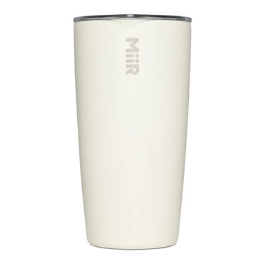 MiiR Tumbler Vacuum Insulated Stainless Steel with Slide Lid Cup Holder Compatible  BPA Free Sandstone White 16 Fluid Ounces
