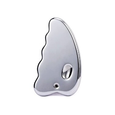 Authentic terahertz gua sha stonefacial scraping massage toolblack metal guasha tool for jawlinechinscalp