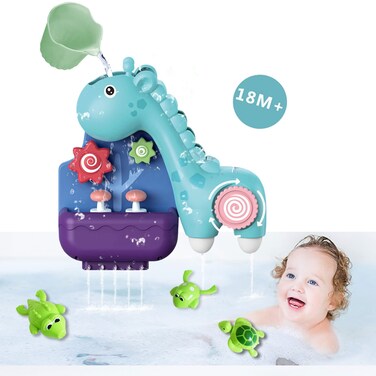 Bubuildup Baby Bath Toys Bath Toys with Wind up Bath Time Toys Bath Toys Without Hole Giraffe Waterfall Set with 3 Suction Cups for Kids Blue