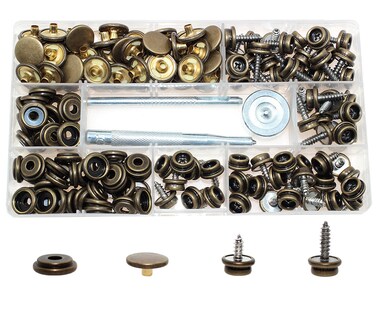 180 Pieces Canvas Snap Kit BetterJonny Stainless Steel Screws Snaps Marine Grade Canvas and Upholstery Boat Snaps Button Fastener with 3 Setting Tools for Boat Cover Furniture Antique Brass