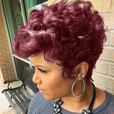 Nigteye Short Pixie Cut Wigs for Black Women 118 Red Color Short Cut 6 Wigs for Women Pixie Cut Short Synthetic Fiber Hair wigs fro Women